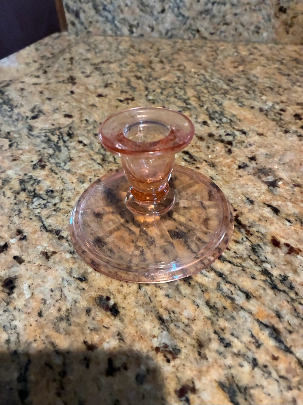 Pink Glass Taper Candle Holder - Unbranded